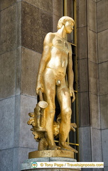 Les Jardins, the only male statue, by Robert Couturier